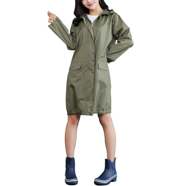 BODOAO Womens Raincoat Rain Jacket Trench Coat Hooded Travel Mountaineering Light Raincoat 